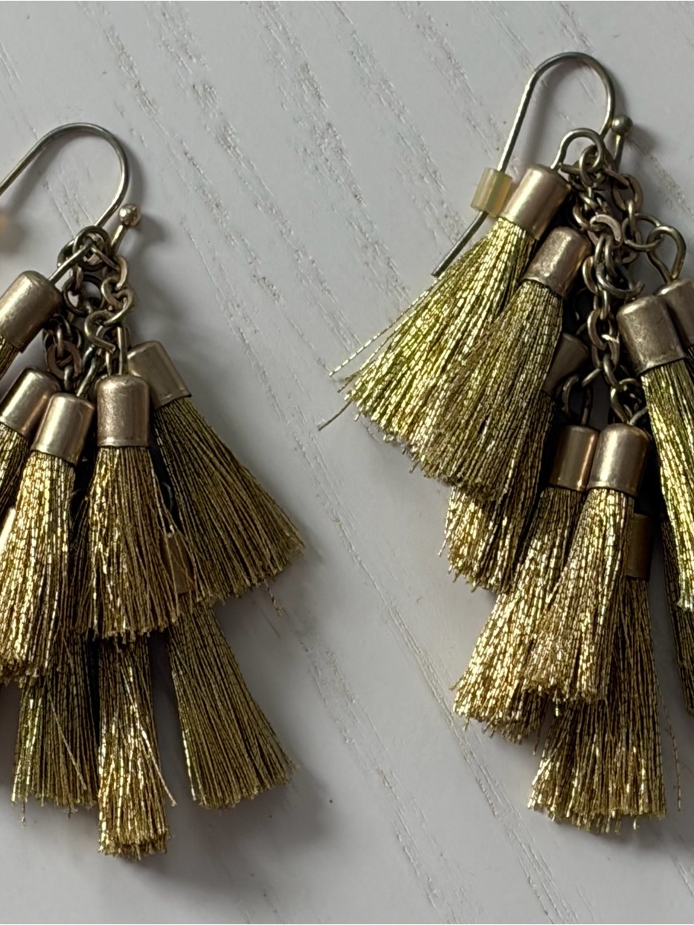 Metallic Gold Tassel Drop Earrings - Women's Fashion Jewelry